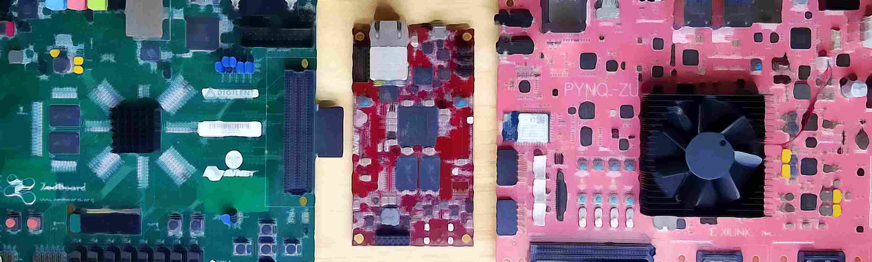 A collection of FPGA development boards